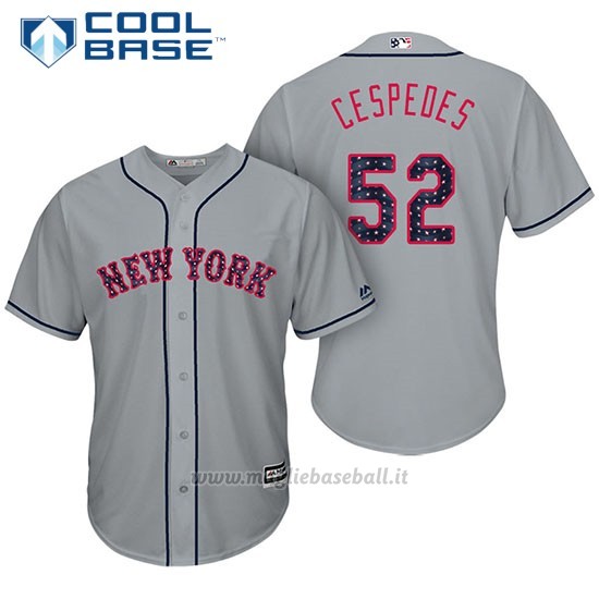Maglia Baseball Uomo New York Mets 2017 Estrellas y Rayas Yoenis Cespedes Grigio Cool Base